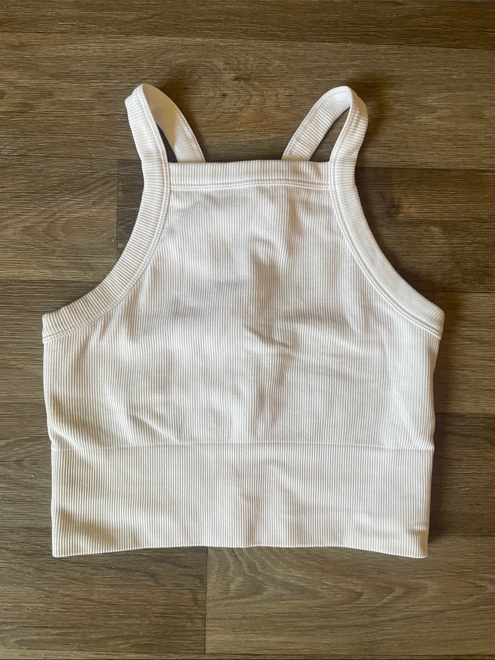Athleta Aurora White Ribbed Racer Back Square-Neck Cropped Camisole Tank